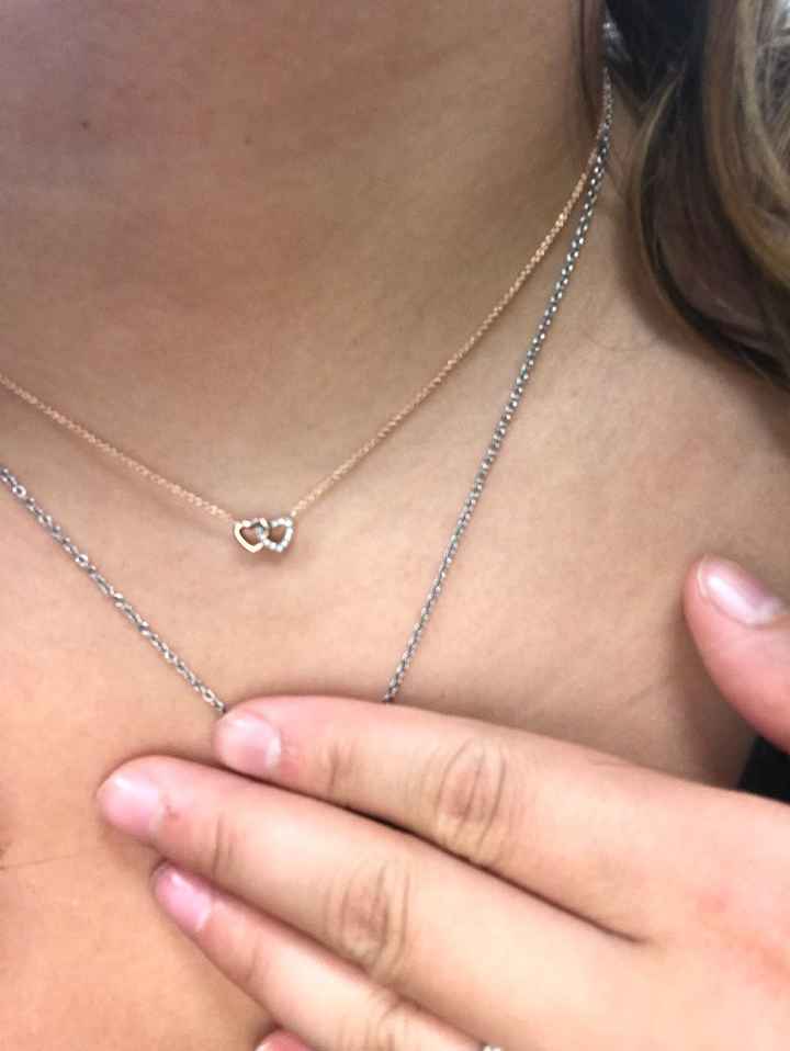Two months later he stuck with the mix of metals theme ( rose gold and silver) and got me this neckl