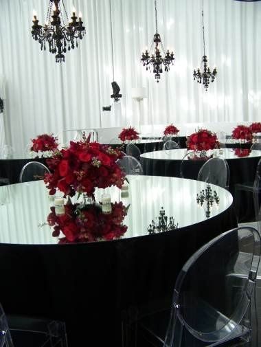 Black and red centerpieces