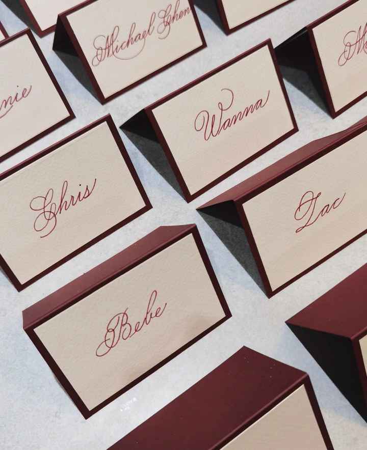 place cards burgundy wedding name cards