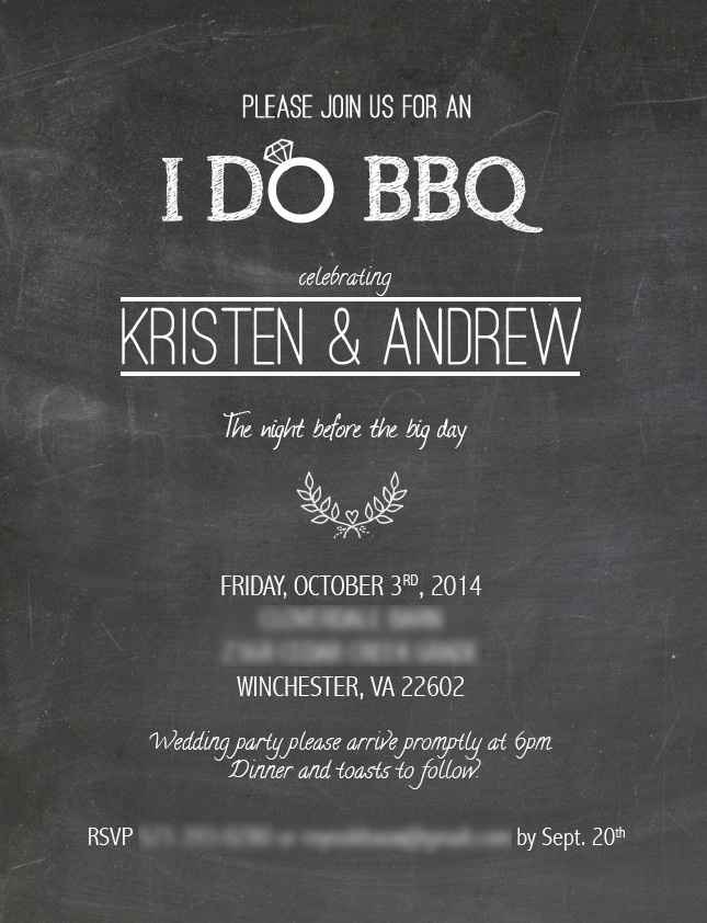 Help with rehearsal dinner invitations