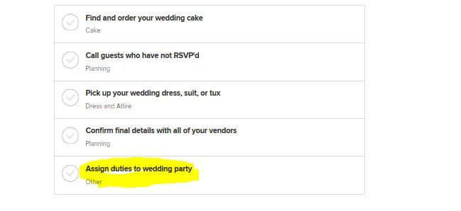 Wedding Day Duties List 1