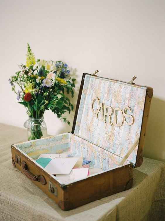 Vintage suitcase card box