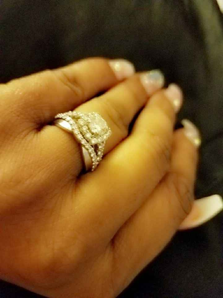 Stacked wedding bands.