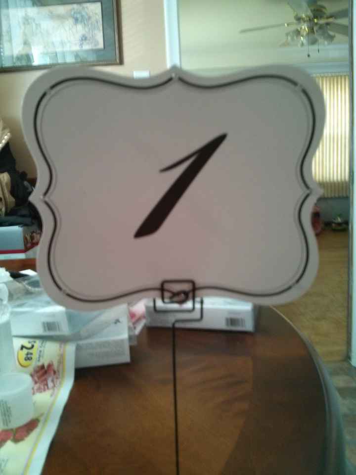 Finished table numbers and stands!!