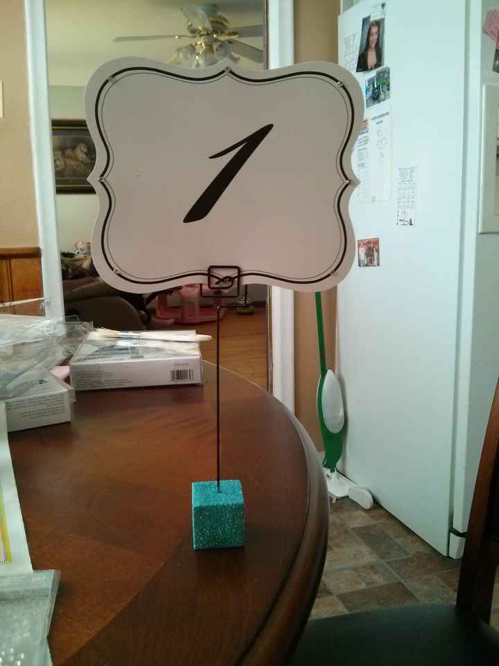Finished table numbers and stands!!