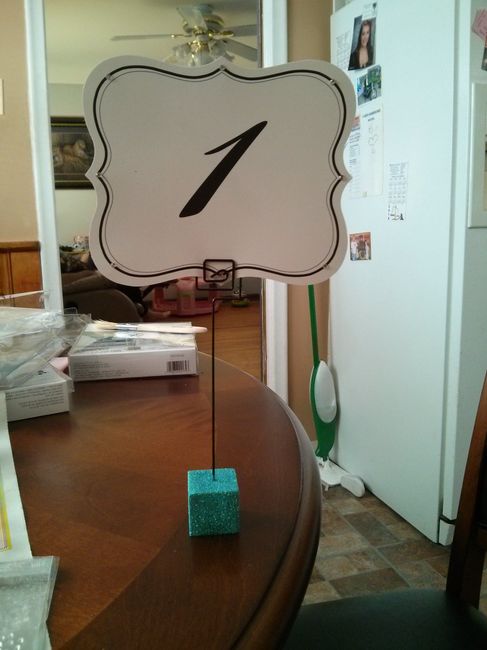 Finished table numbers and stands!!