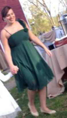 Chiffon Allure bridesmaid dresses in hunter