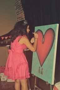 alternative guest book idea - body painting on canvas