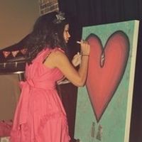 alternative guest book idea - body painting on canvas