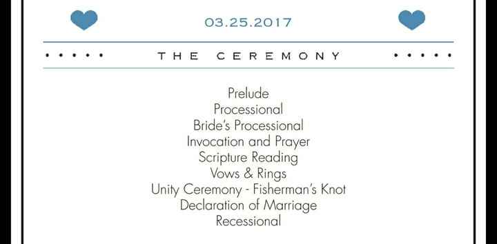 Order of ceremony for a religious, non-church wedding