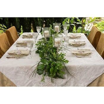 Flower greenery clippings as table runner 8