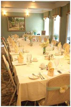 Dinner table for the reception - the walls are a mint green