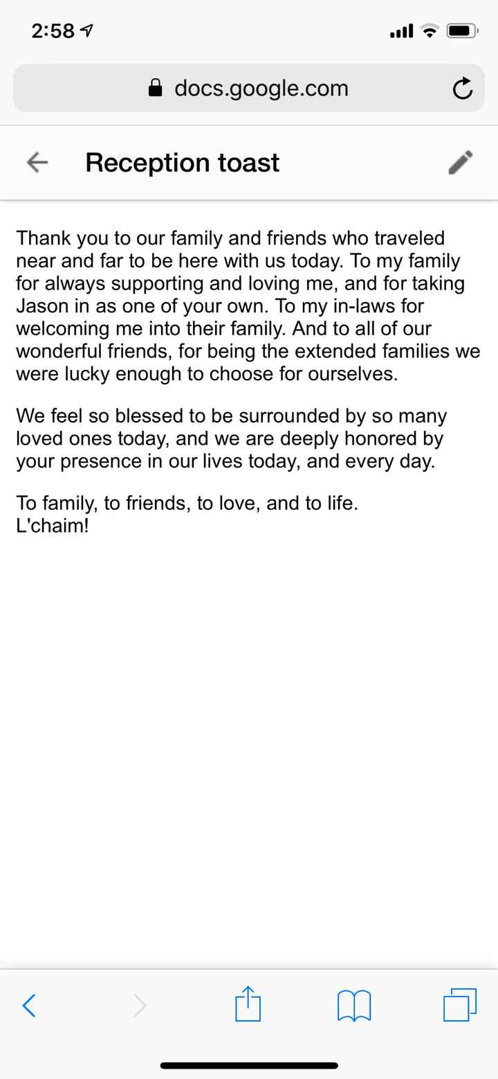 Thank you speech at Reception? - 1