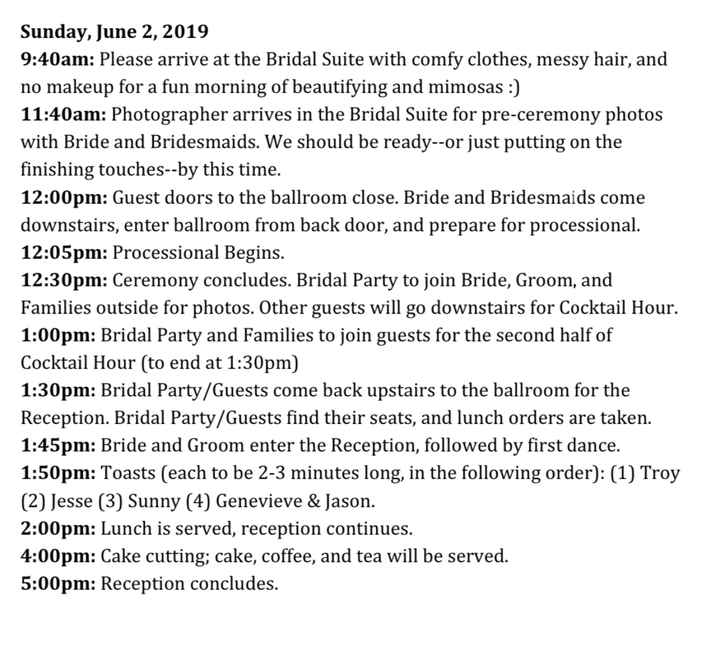 Share your wedding day timeline - 1