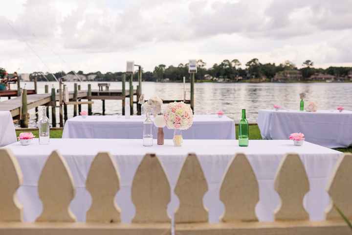 Reception tables overlooking the bay