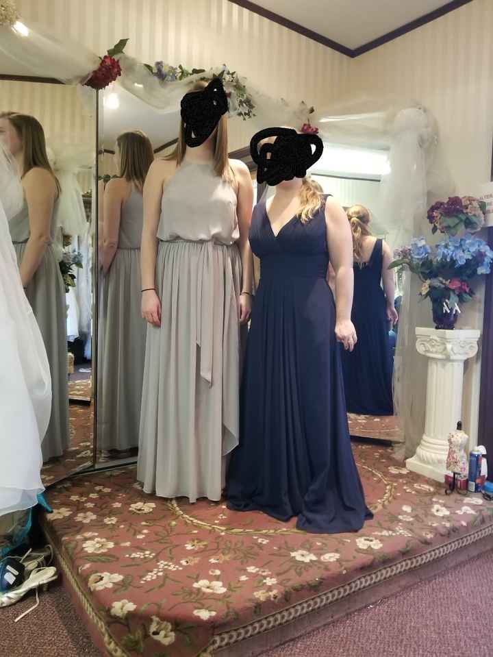 Here is two of the three girls wearing the dresses that we ordered. The gray dress in the MOH. The b
