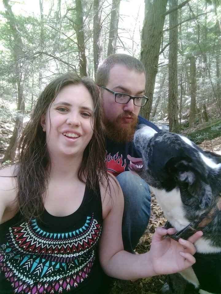 Our little Family out for a hike! It is very hard to get both the dog and him to pay attention! As y