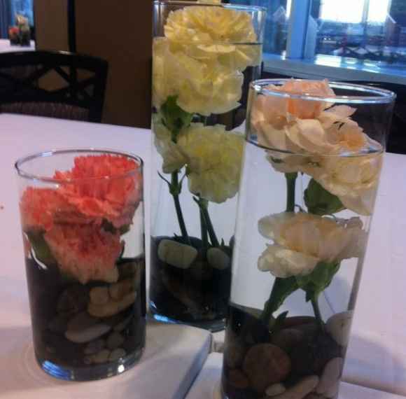 Suburged carnation flower centerpieces