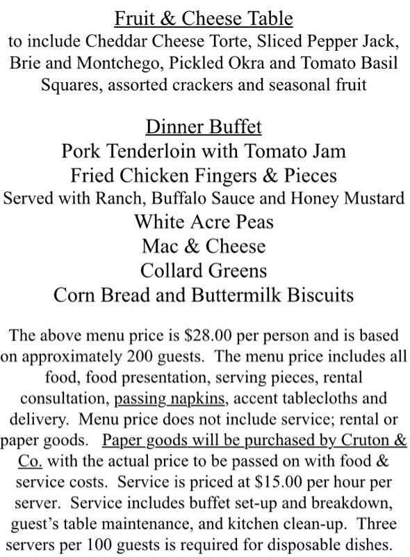 What does your menu consist of?