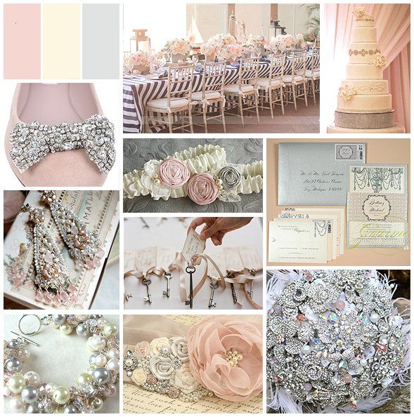 Silver, blush and ivory