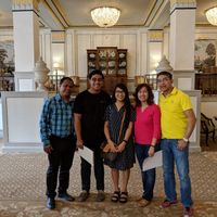 Visiting the reception venue with the parents.