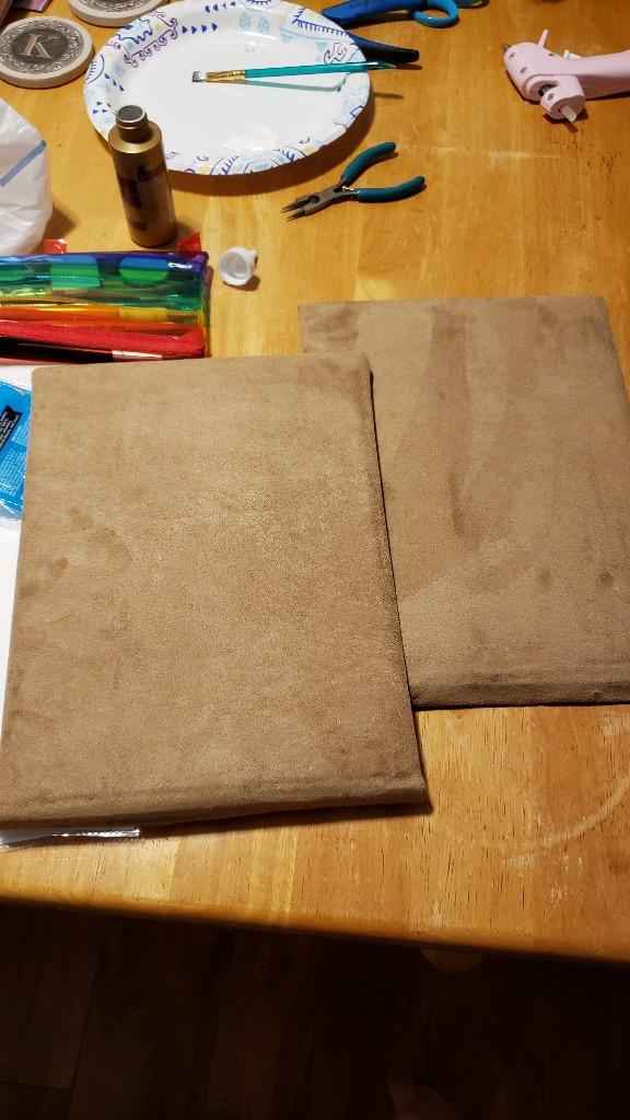 After being recovered using a light brown suede
