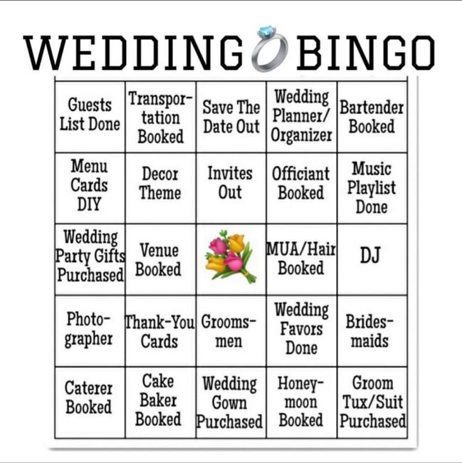 Wedding Planning Bingo 1