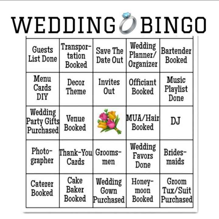 Wedding Planning Bingo - 1