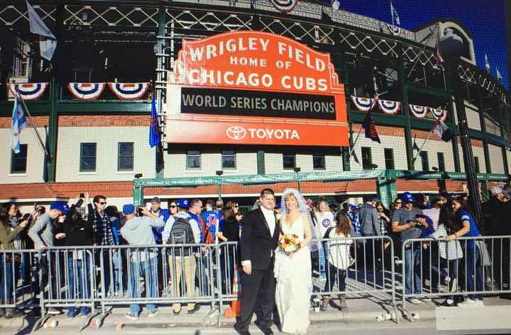 Sports-related engagement/wedding photos