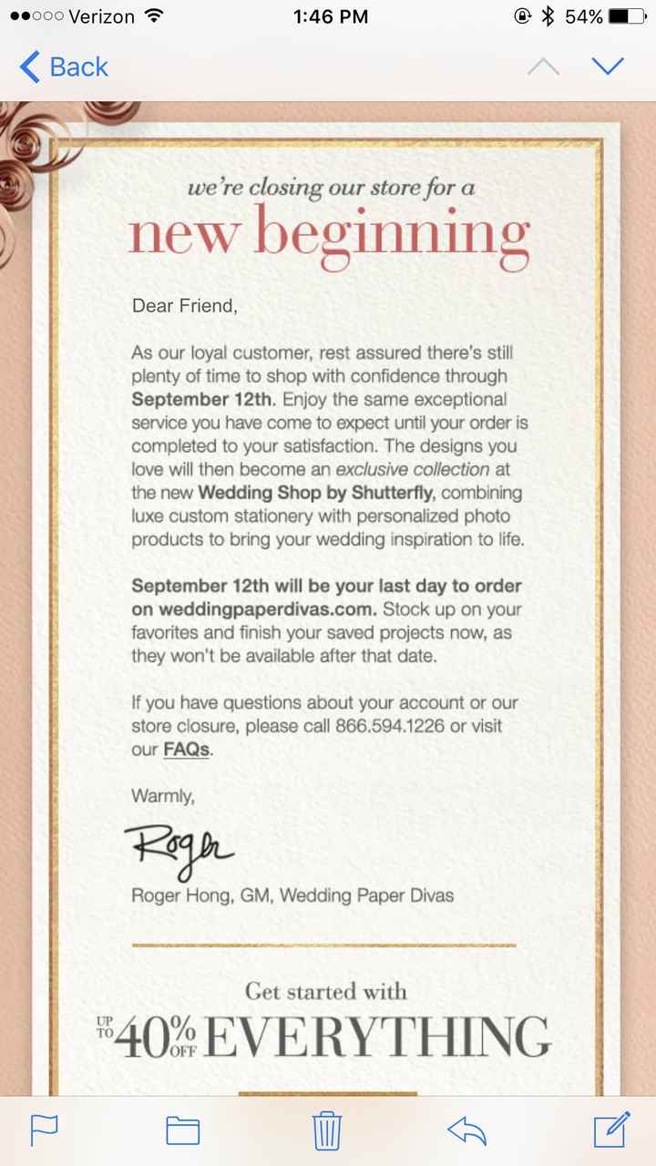 Wedding Paper Divas Out of Business