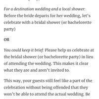 Private ceremony- inviting people to “shower” but not wedding! please Help! - 1