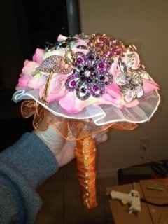 Brooch (and artificial flower) bouquet!