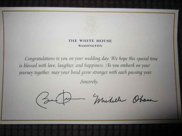 I received my well wish from The President and his wife!!!