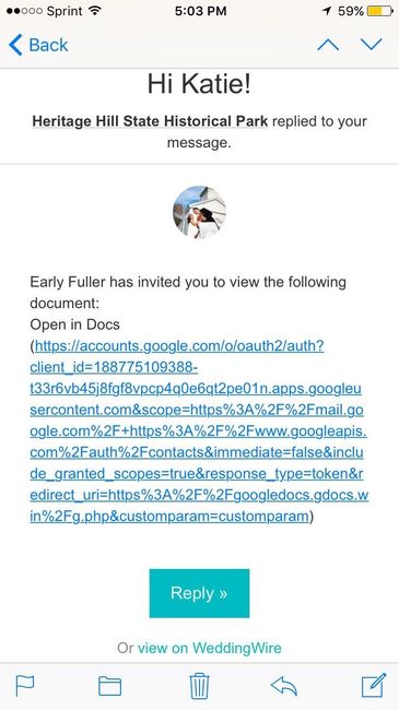 Suspicious email from wedding wire