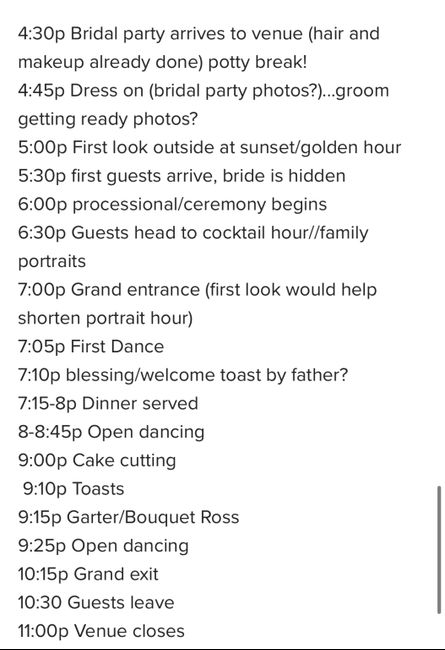 Wedding day timeline 1