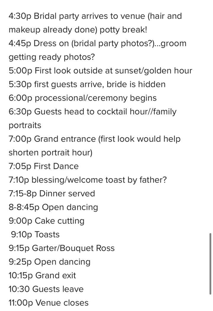 Wedding day timeline - 1