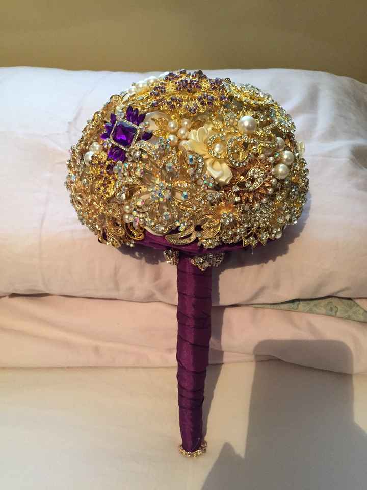 DIY brooch bouquet completed