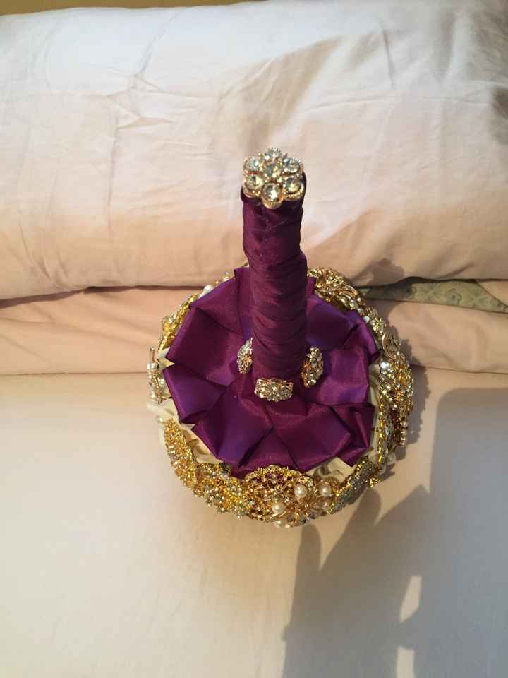 DIY brooch bouquet completed