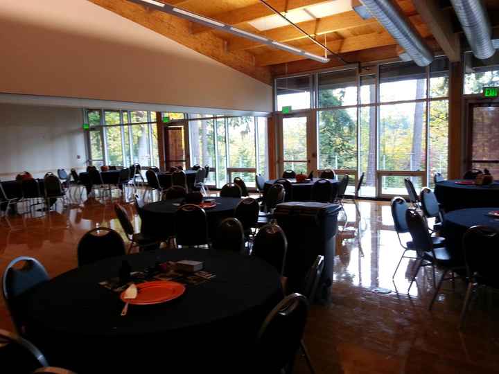 Decorating a mirrored wall at Reception