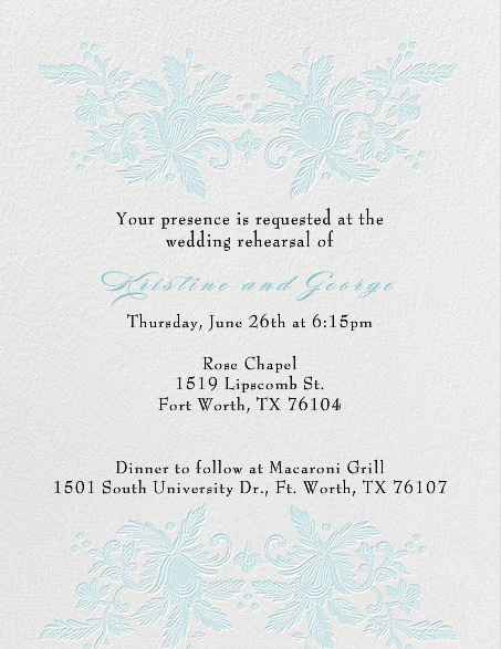 Rehearsal invite help, please!