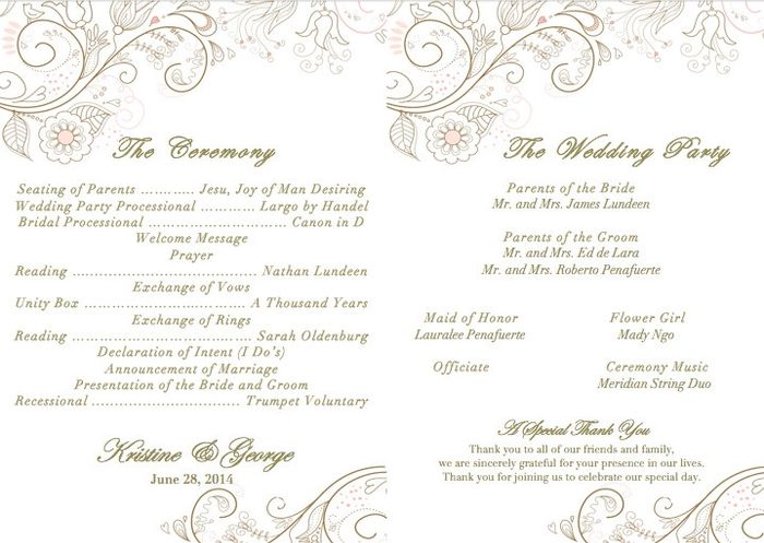 Ceremony Programs - What Info Did you Include?