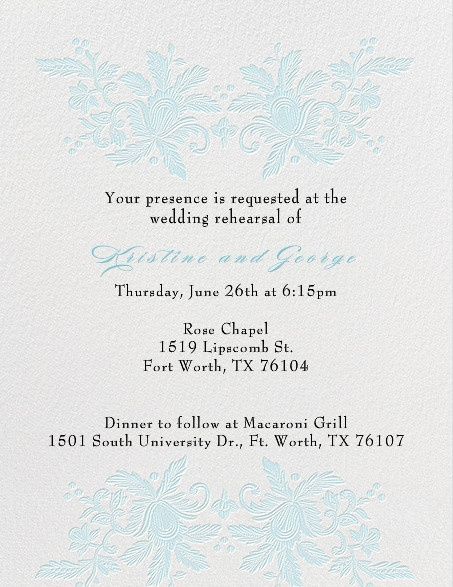 Rehearsal invite help, please!