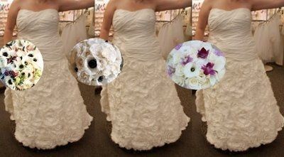 ivory dress and ivory flowers....contrast problem in photos?