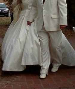 bride in ivory AND groom in ivory???