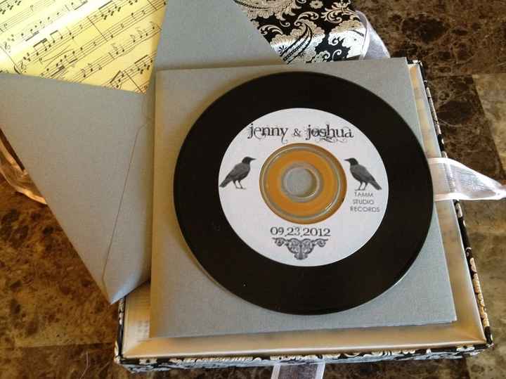 DIY vinyl-themed box invitations - finally a PIC