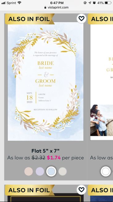 Vistaprint gold foil invites 1