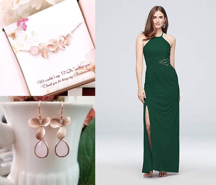 Juniper Color Dress and Rose Gold Accessories.... Pics attached 1