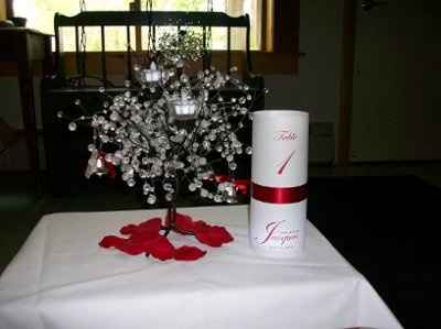Centerpieces with hanging crystals
