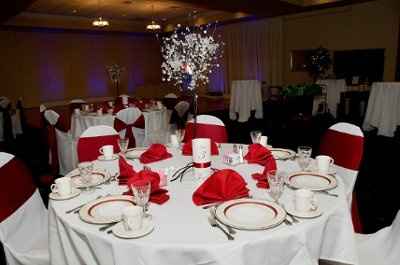 Centerpieces with hanging crystals