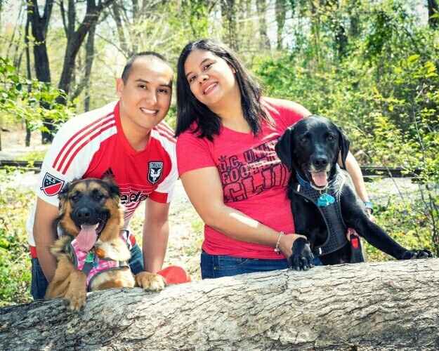 Engagement pictures with doggies